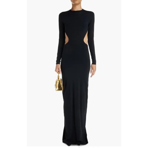 BALENCIAGA Cutout Gown stretchy jersey maxi dress In Black Size S - Picture 1 of 12